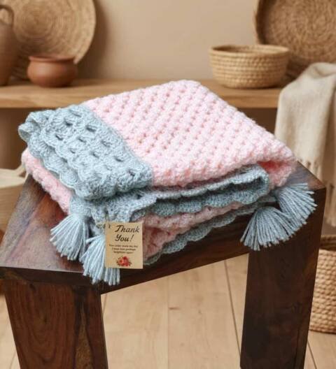 Handcrafted Dual Tone Crochet Blanket