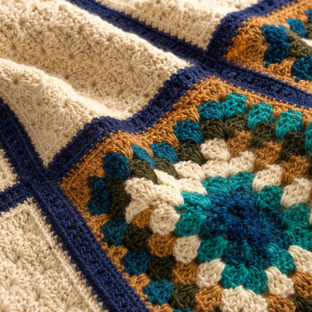 Handmade Boho Style Crochet Baby Blanket | 36 x 36 Inches - Image 5