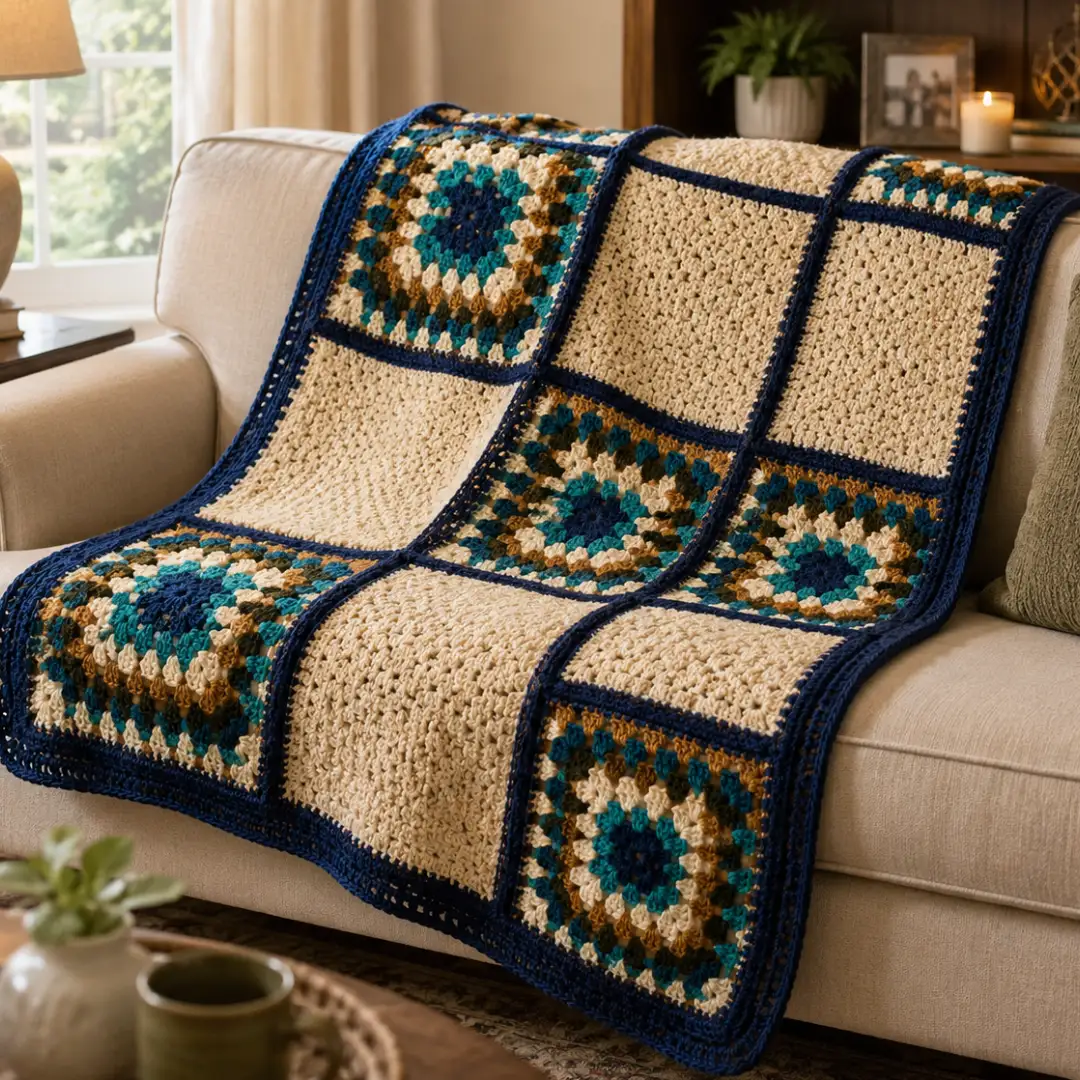 Handmade Boho Style Crochet Baby Blanket | 36 x 36 Inches - Image 4
