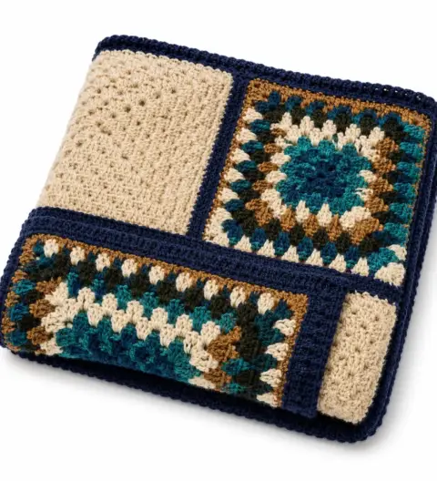 Handmade Boho Style Crochet Baby Blanket | 36 x 36 Inches