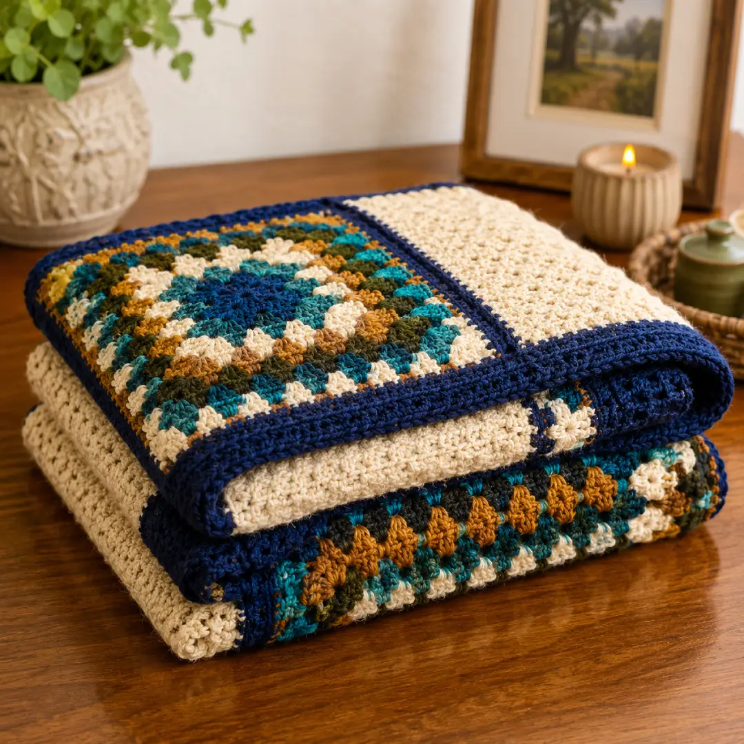 Handmade Boho Style Crochet Baby Blanket | 36 x 36 Inches - Image 3