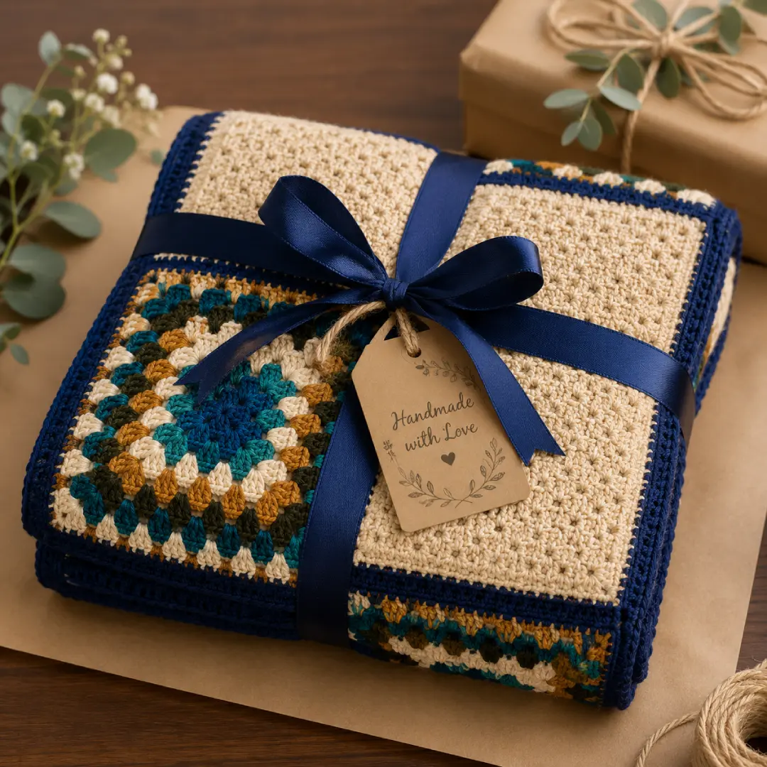 Handmade Boho Style Crochet Baby Blanket | 36 x 36 Inches - Image 2
