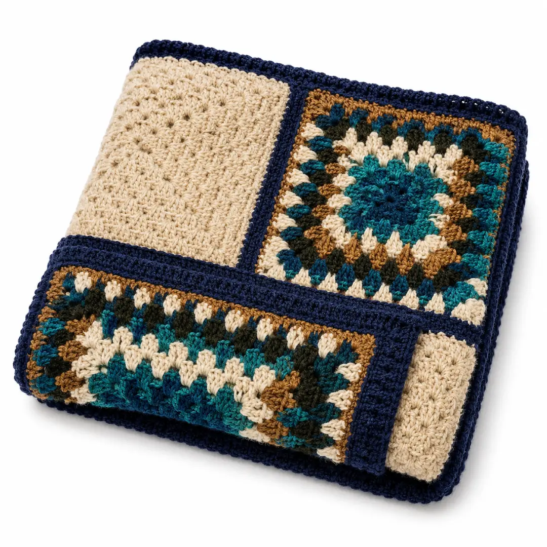Handmade Boho Style Crochet Baby Blanket | 36 x 36 Inches