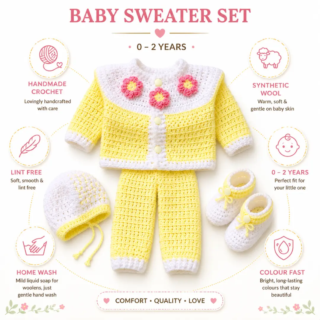 Handmade Crochet Baby Sweater Set for Newborns & Toddlers - Image 8