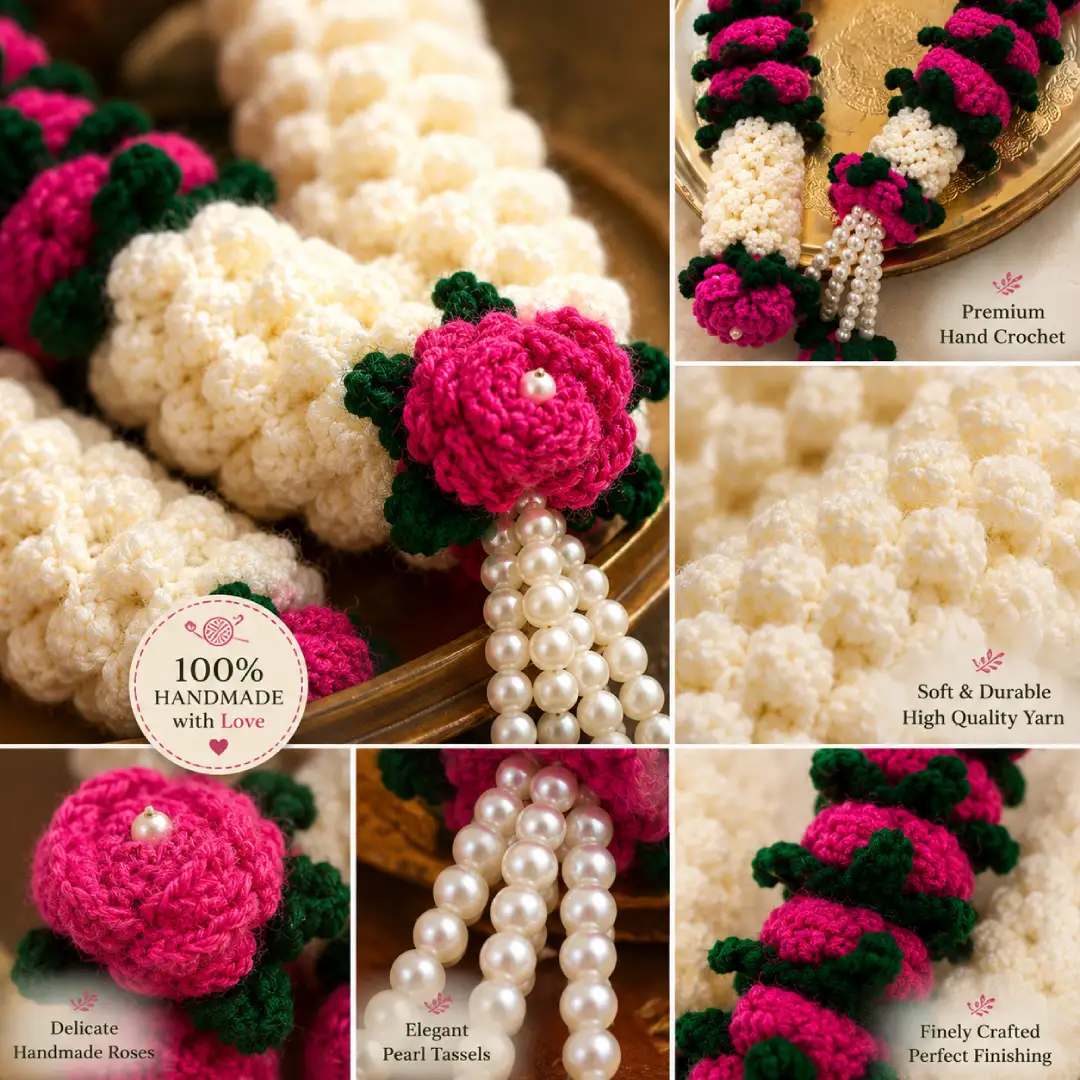 Handmade Crochet Floral Jaimala Garland - Image 5