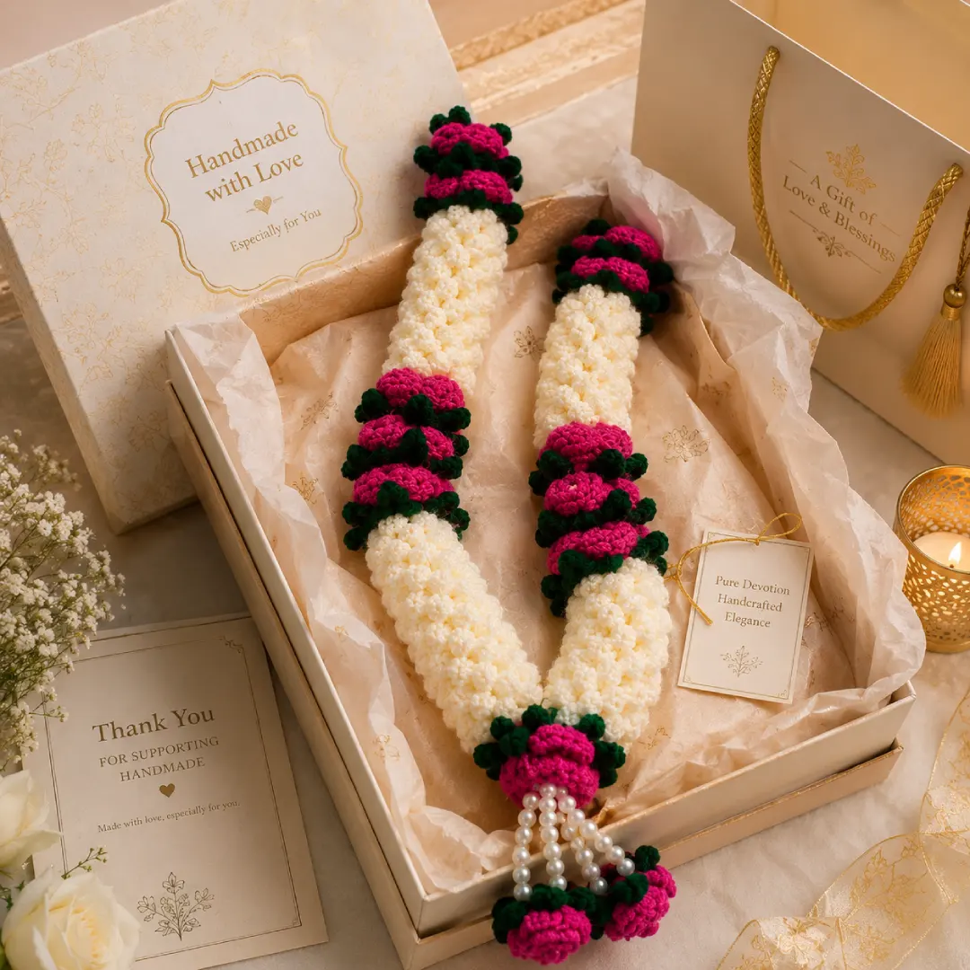 Handmade Crochet Floral Jaimala Garland - Image 6