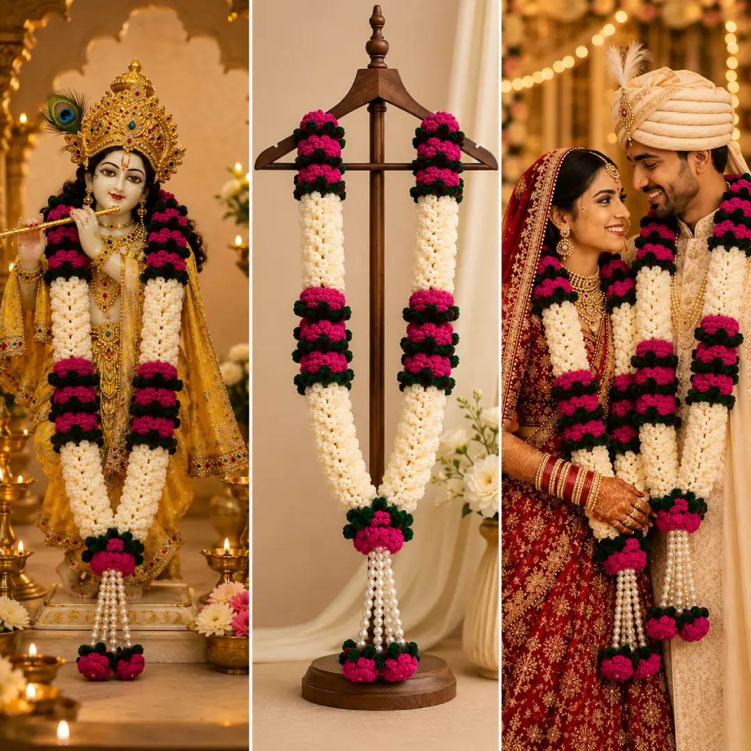 Handmade Crochet Floral Jaimala Garland - Image 7