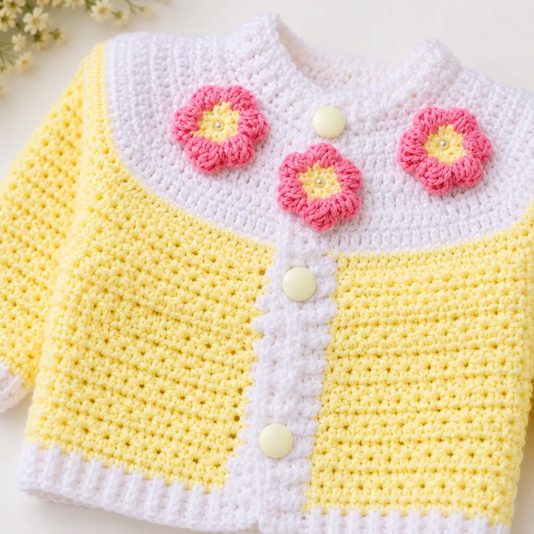 Handmade Crochet Baby Sweater Set for Newborns & Toddlers - Image 6