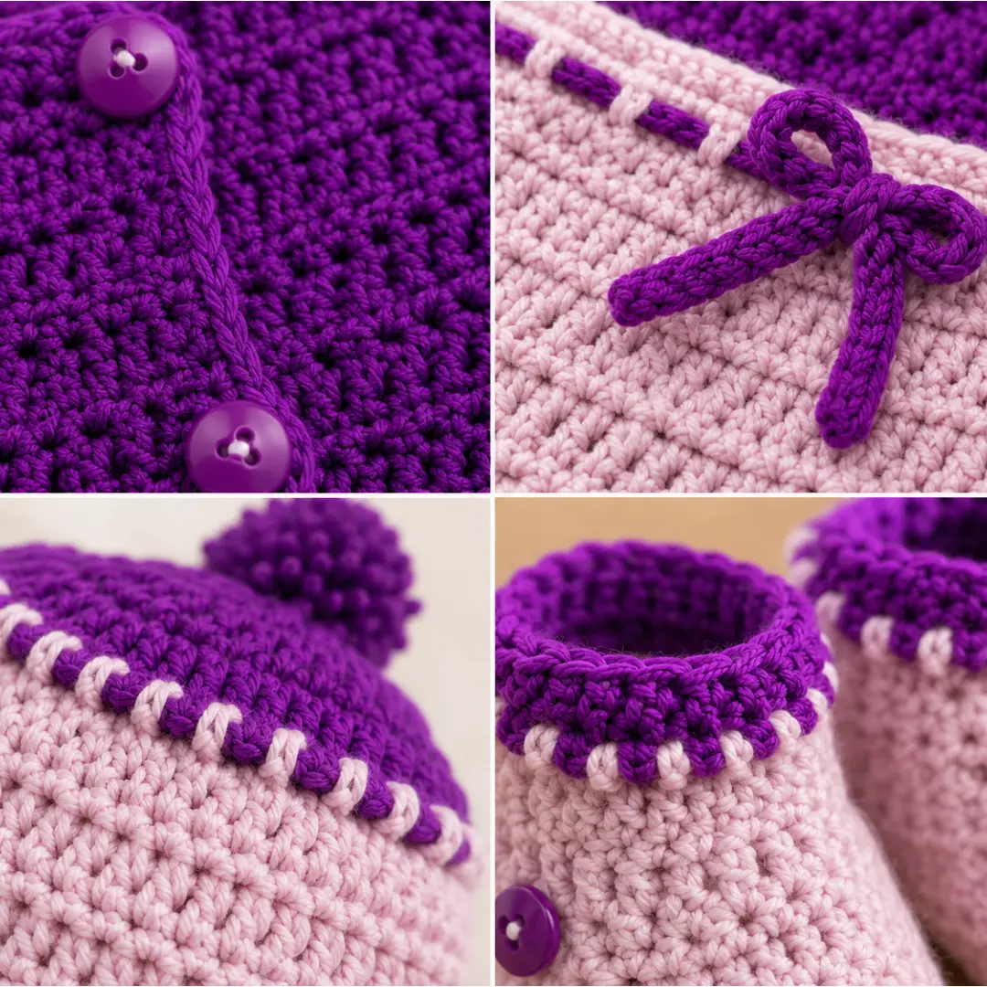 Handmade Crochet Baby Bloomer Set with Sweater, Cap & Mittens - Image 5