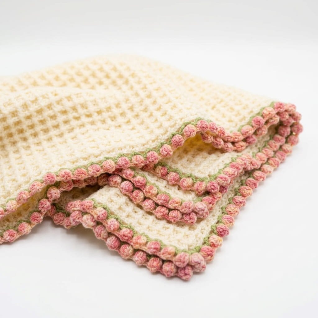 Bed of Tulips Handmade Crochet Baby Blanket - Image 2
