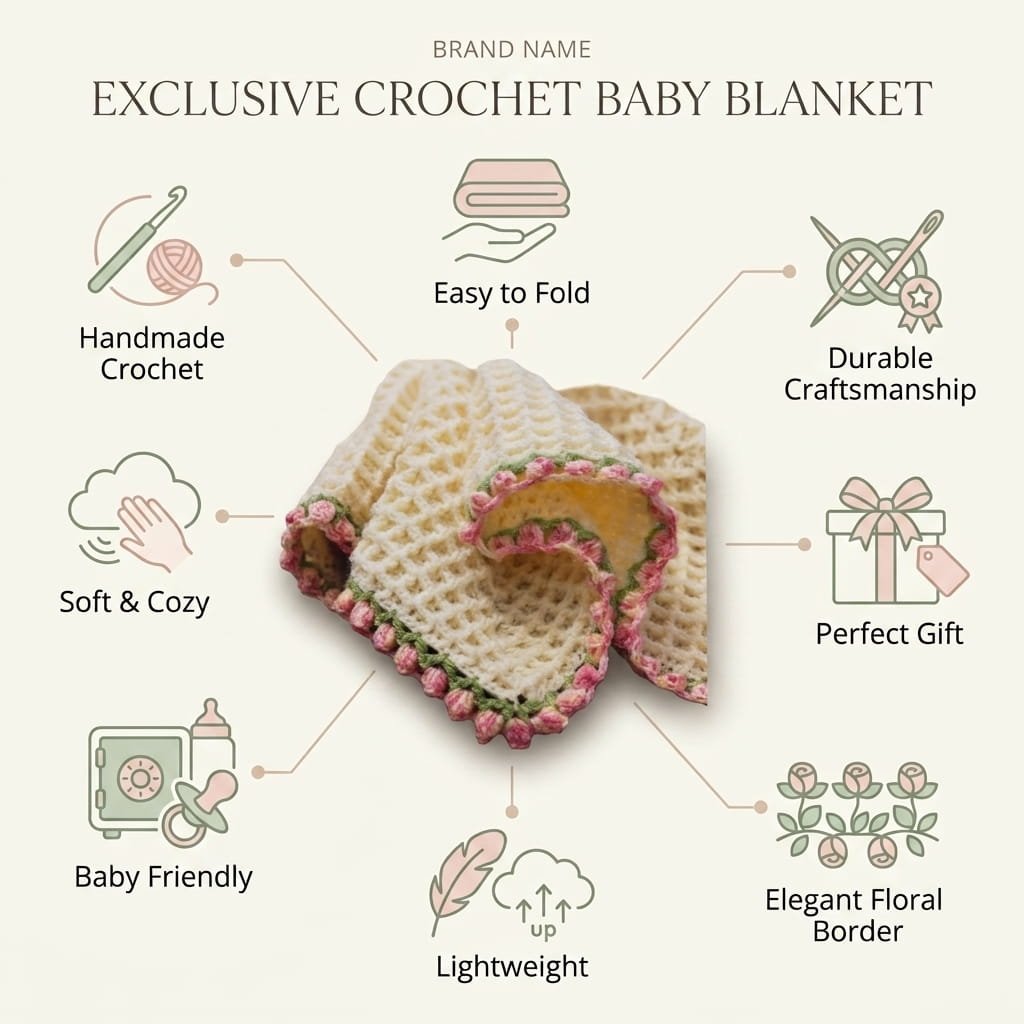Bed of Tulips Handmade Crochet Baby Blanket - Image 11