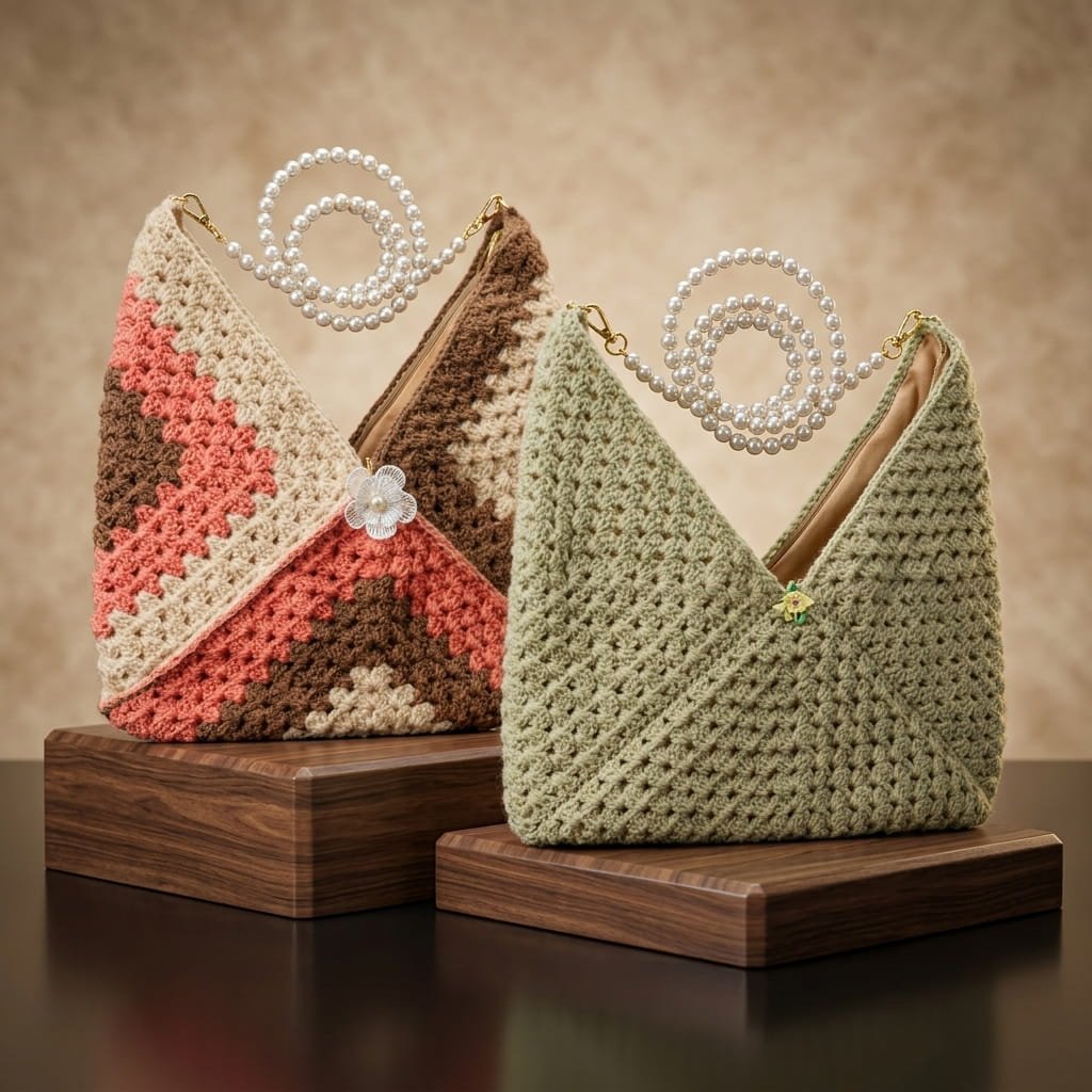 Handmade Crochet Sling Bag – Multicolor Granny Square Design - Image 5