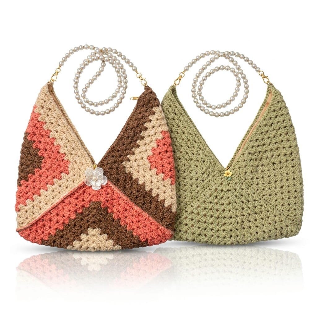 Handmade Crochet Sling Bag – Multicolor Granny Square Design - Image 2