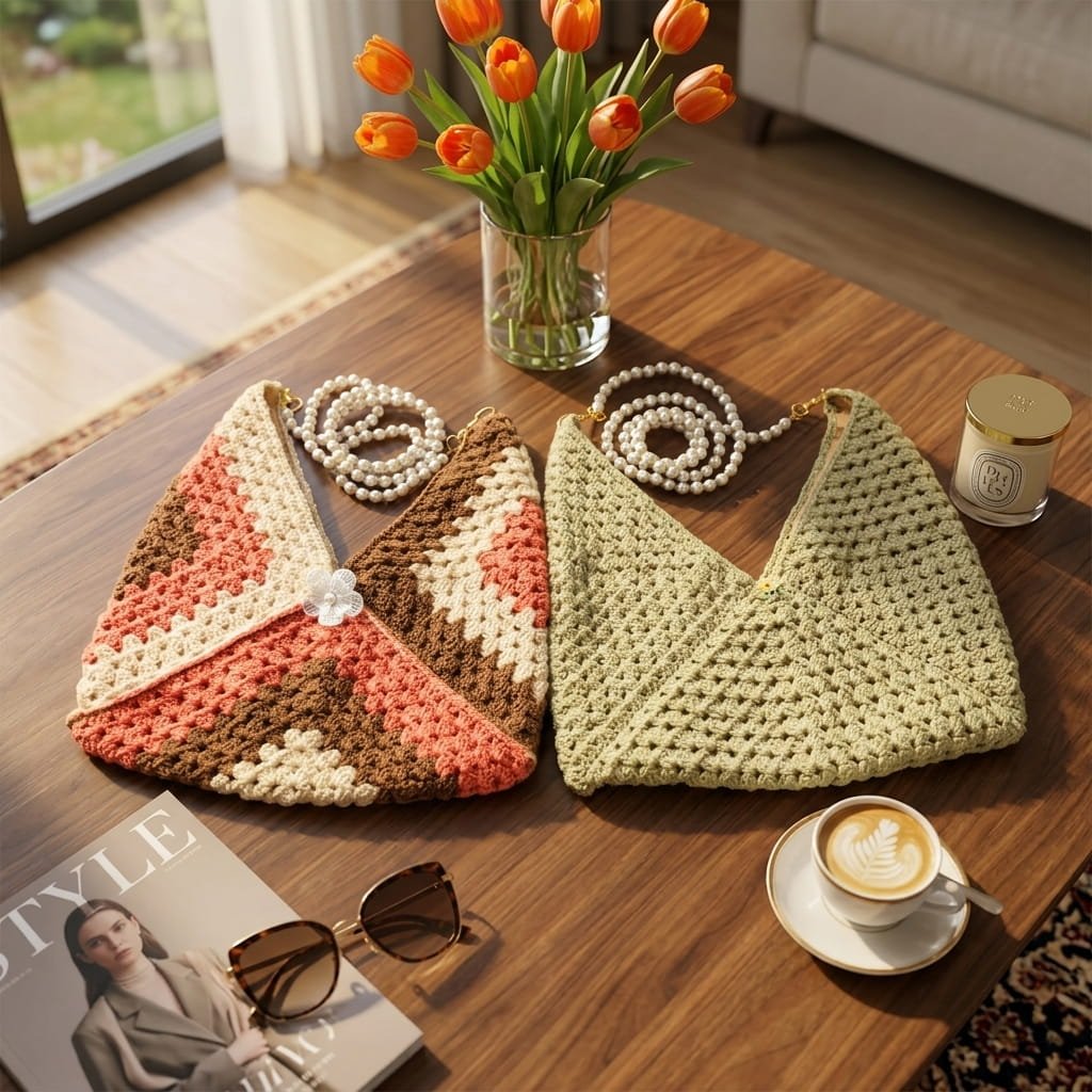 Handmade Crochet Sling Bag – Multicolor Granny Square Design - Image 6