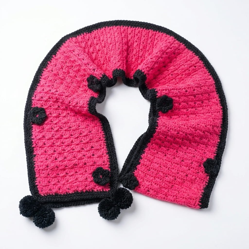 Handmade Crochet Pom Pom Scarf - Image 2