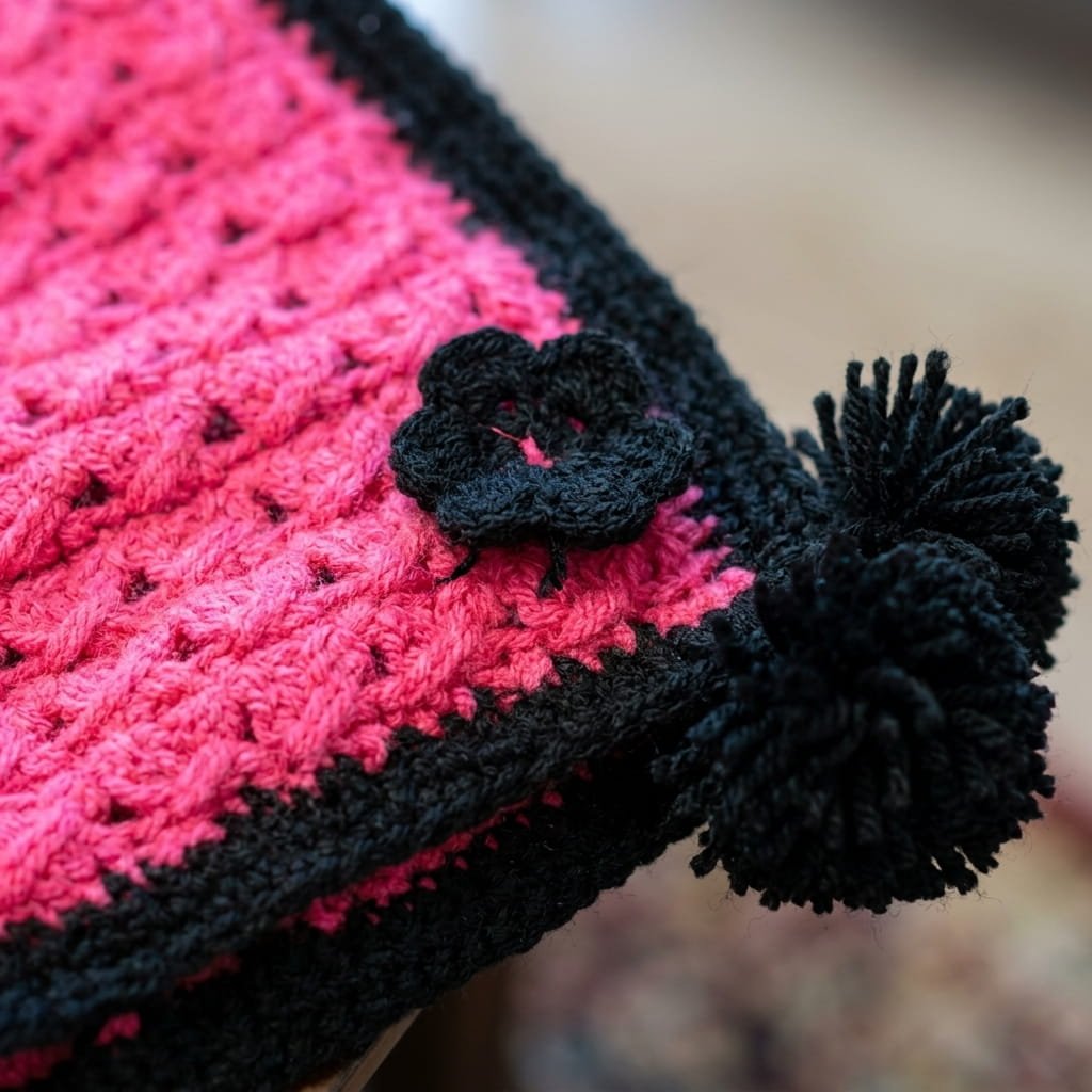 Handmade Crochet Pom Pom Scarf - Image 4