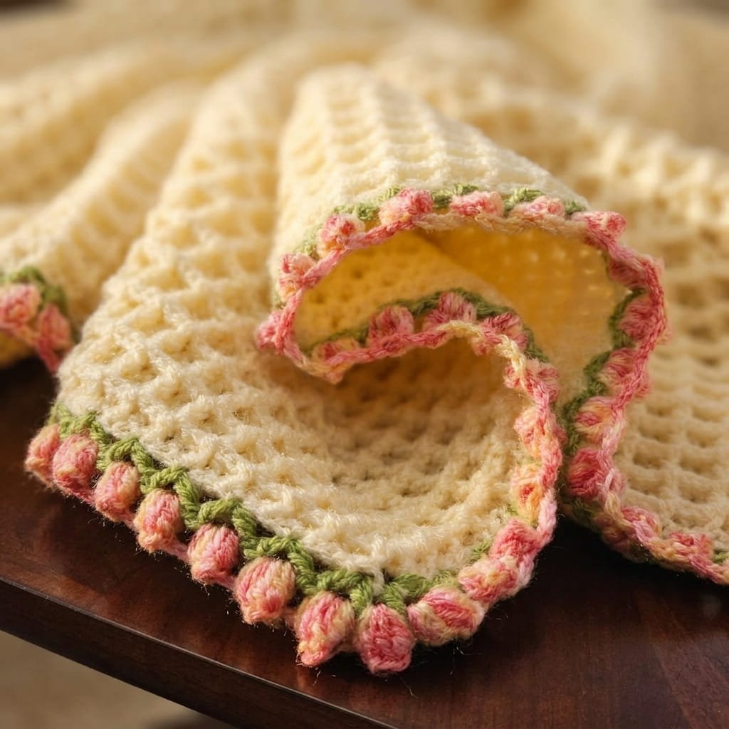 Bed of Tulips Handmade Crochet Baby Blanket - Image 5