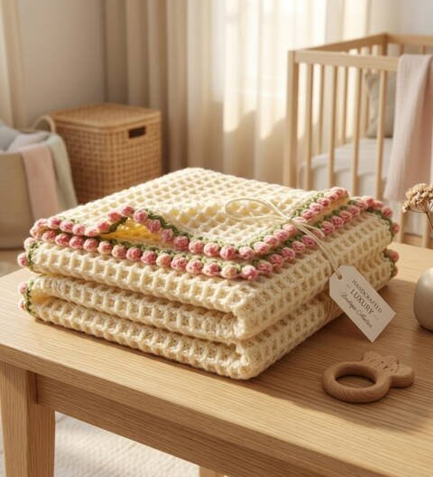 Bed of Tulips Handmade Crochet Baby Blanket