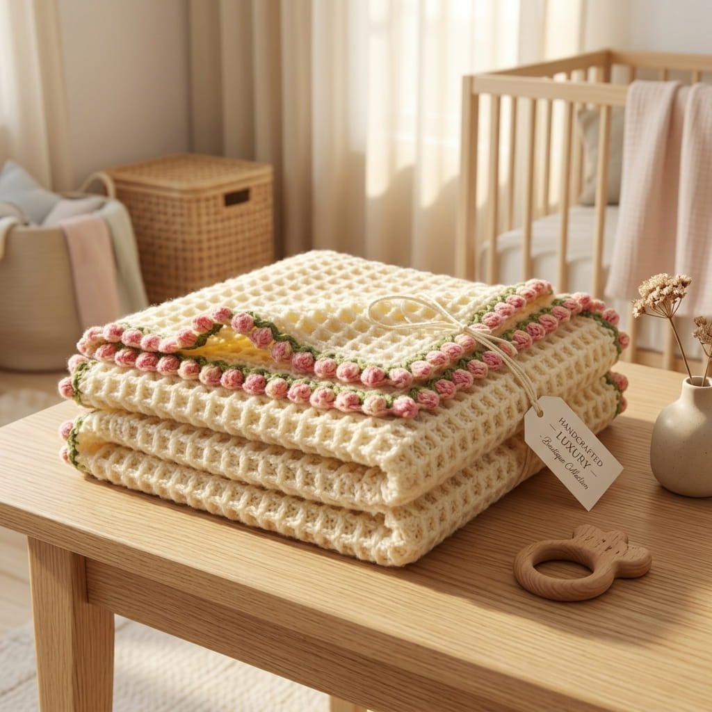 Bed of Tulips Handmade Crochet Baby Blanket