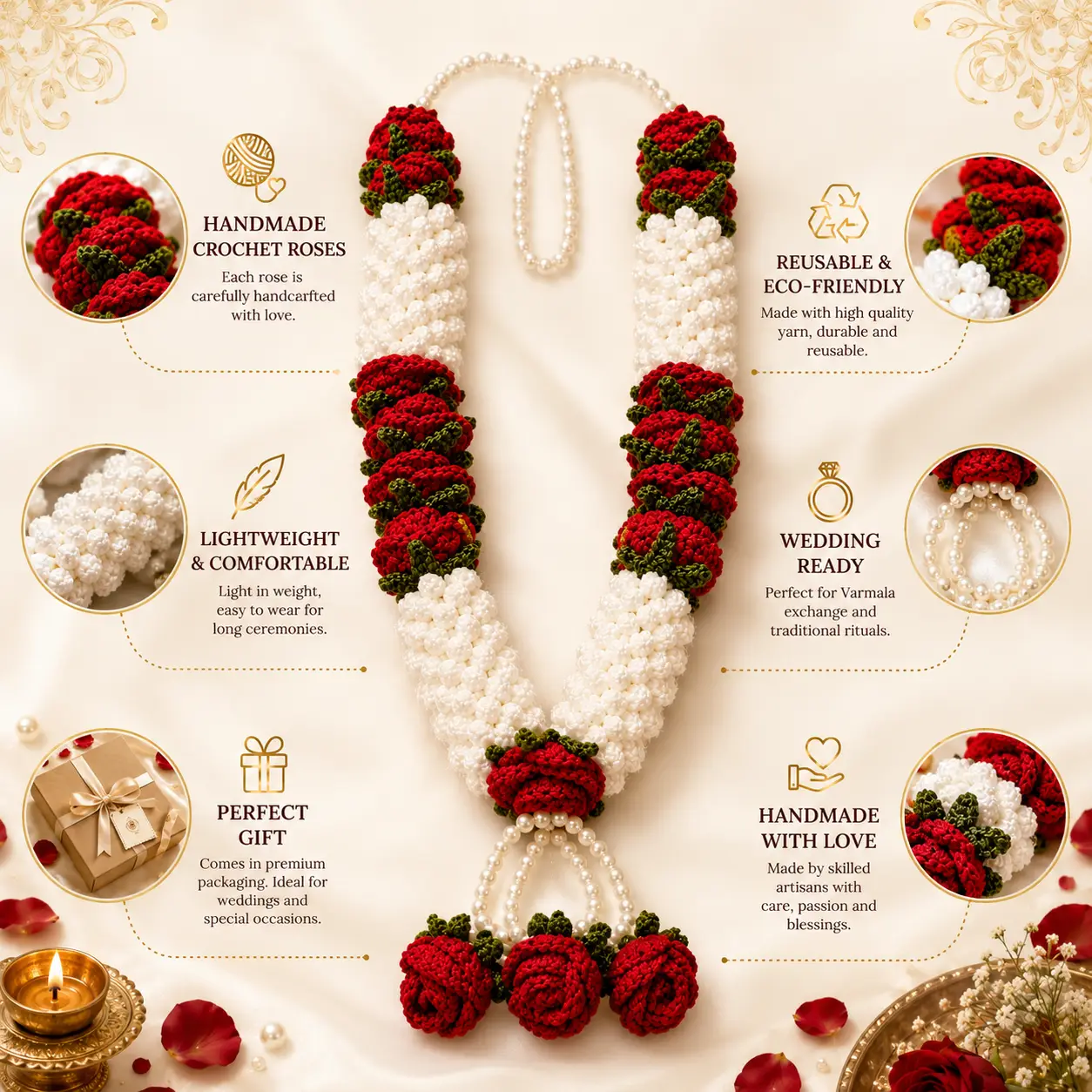 Handmade Crochet Deity Varmala - Image 7