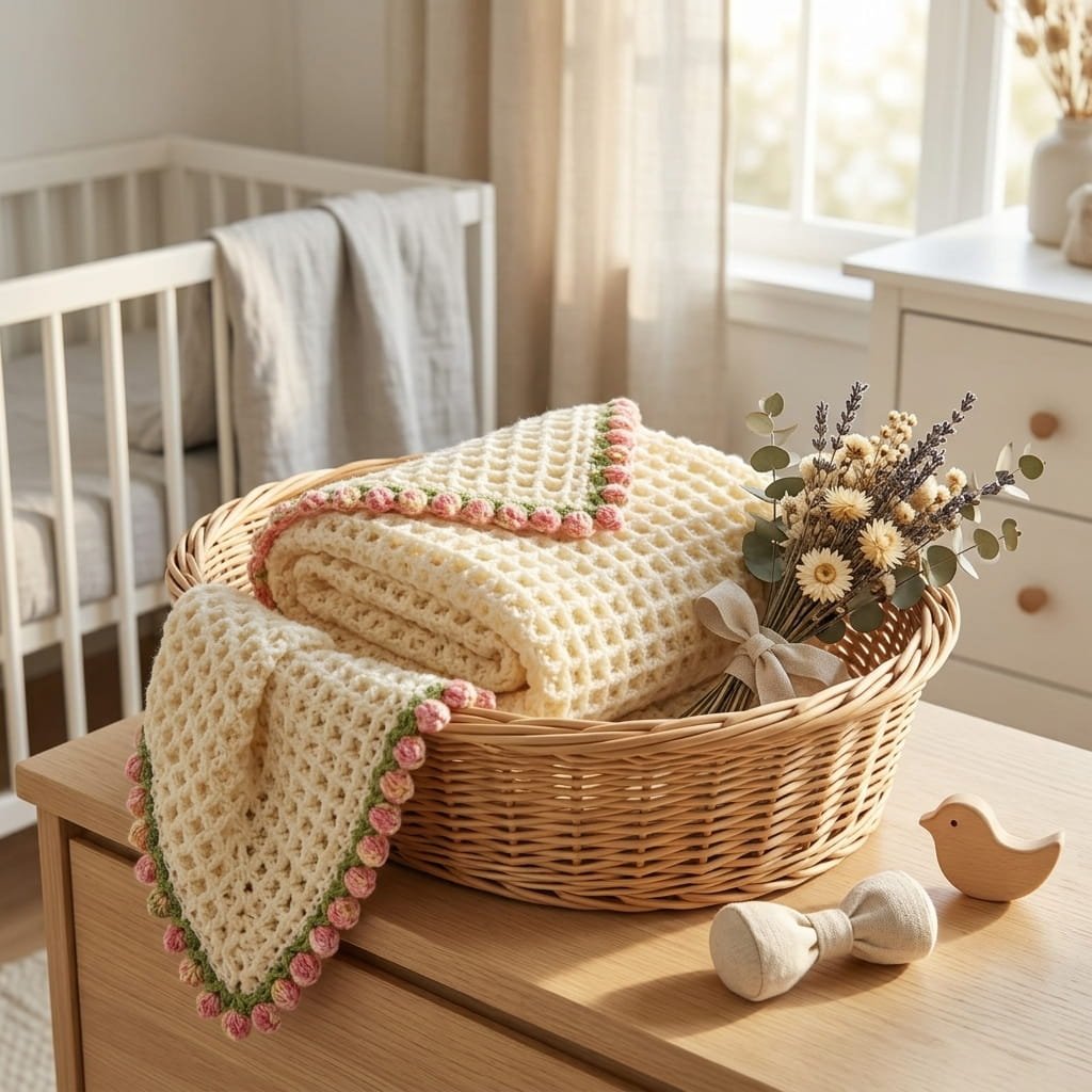 Bed of Tulips Handmade Crochet Baby Blanket - Image 10