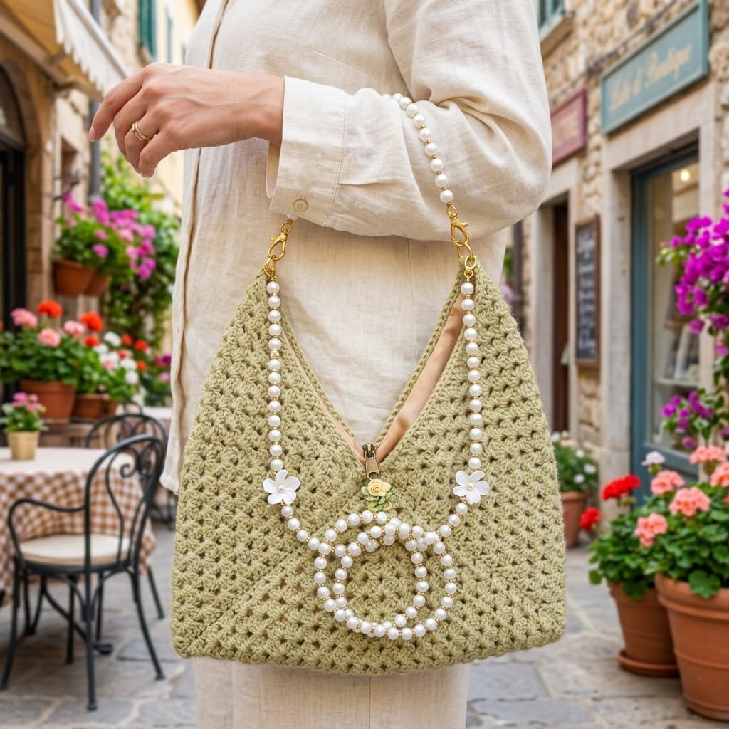 Handmade Crochet Sling Bag – Multicolor Granny Square Design - Image 9